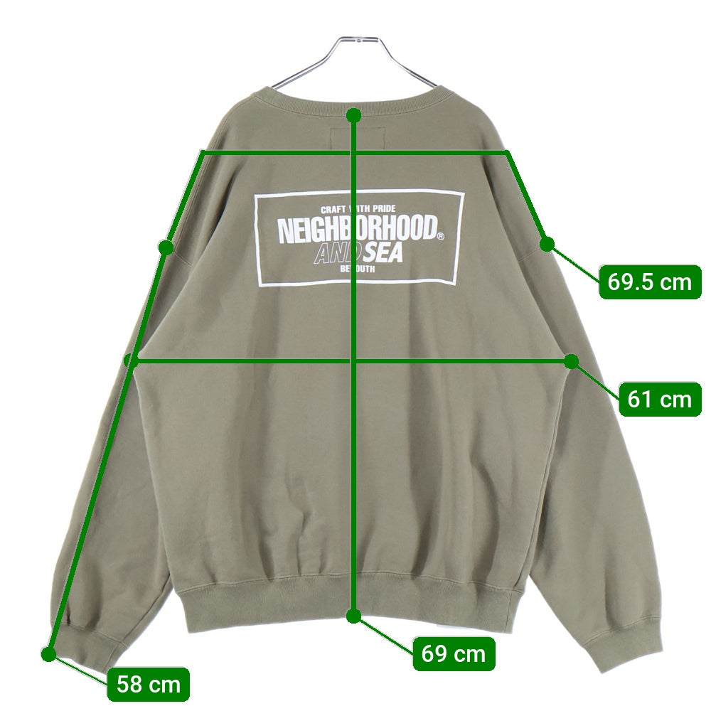 NEIGHBORHOOD(ネイバーフッド) 23SS ×WIND AND SEA SWEATSHIRT LS ウィンダンシー クルーネックスウェットトレーナー ロングスリーブ カーキ 231UWWSN-CSM01S