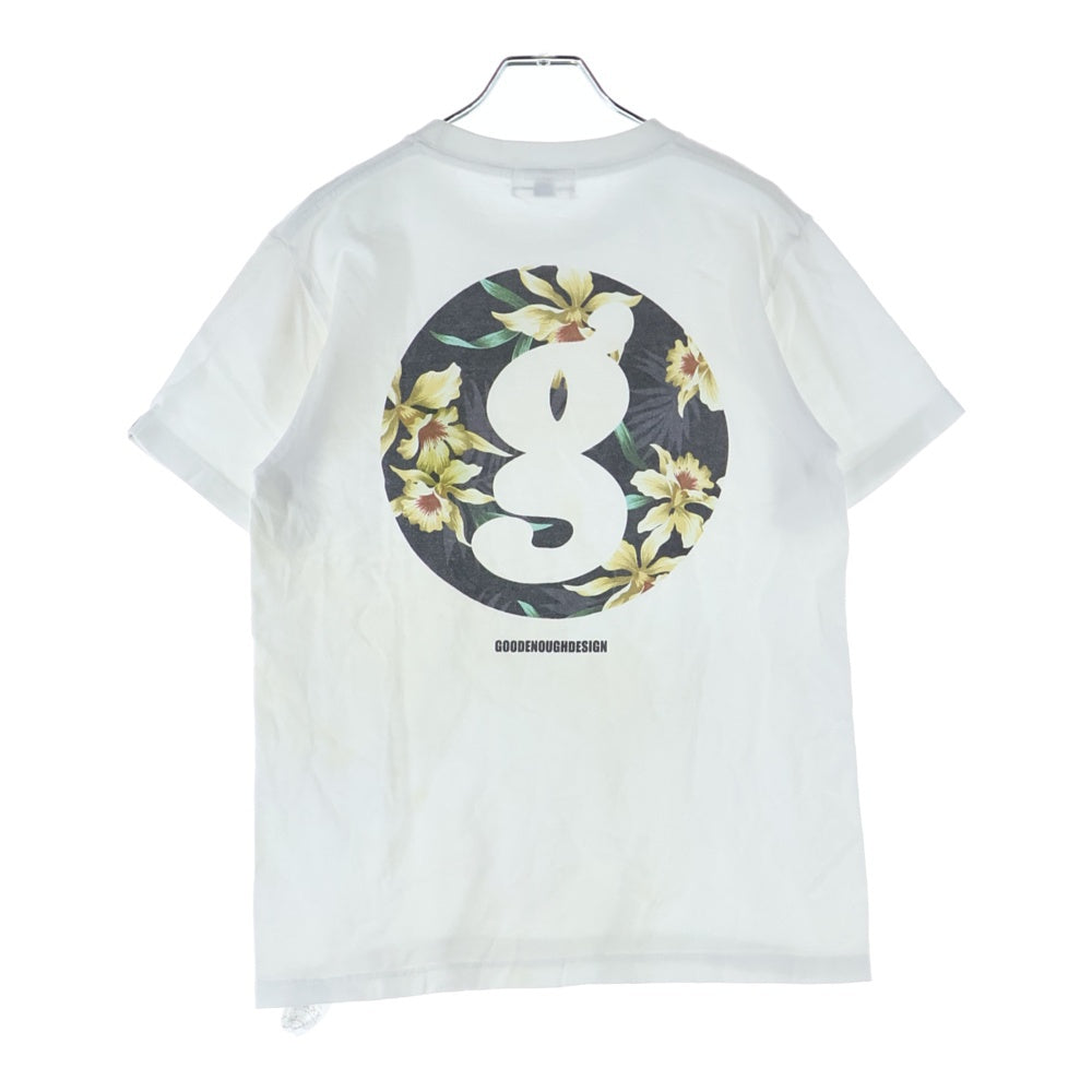 GOODENOUGH(グッドイナフ) 16SS G FLOWER TEE ロゴデザイン 両面プリント クルーネック カットソー 半袖Tシャツ ホワイト