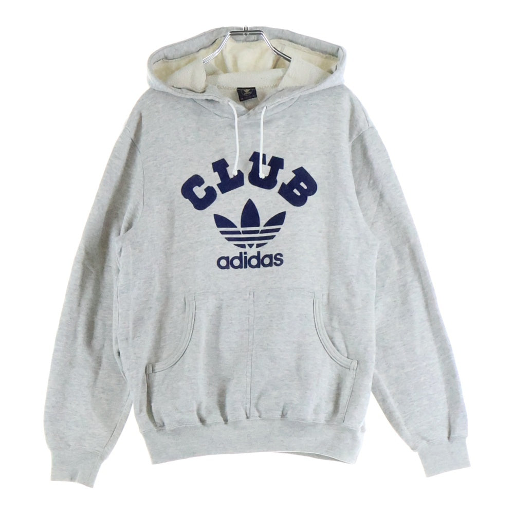 adidas(アディダス) フロントロゴデザイン カンガルーポケット フーデッド スウェット パーカー グレー ACB-252