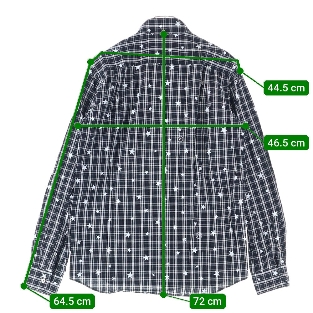 UNIFORM EXPERIMENT(ユニフォームエクスペリメント) 15AW STAR PRINT B.D SHIRT スターモチーフデザイン 長袖シャツ ブラック UE-156077