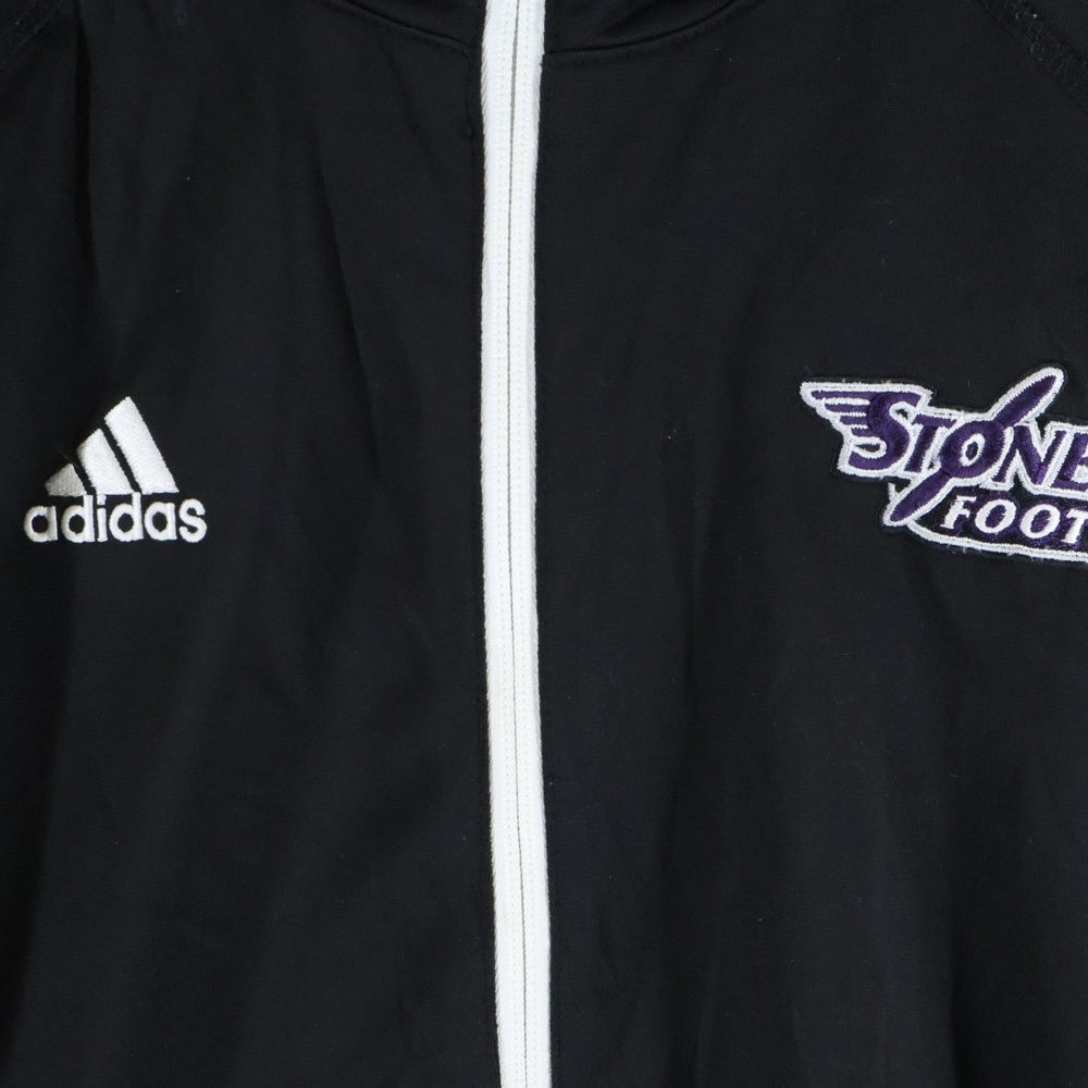 adidas(アディダス) 胸元エンブロイダリーデザイン ダブルポケット アームラインデザイン ジップアップ トラックジャケット ブラック 0DE003