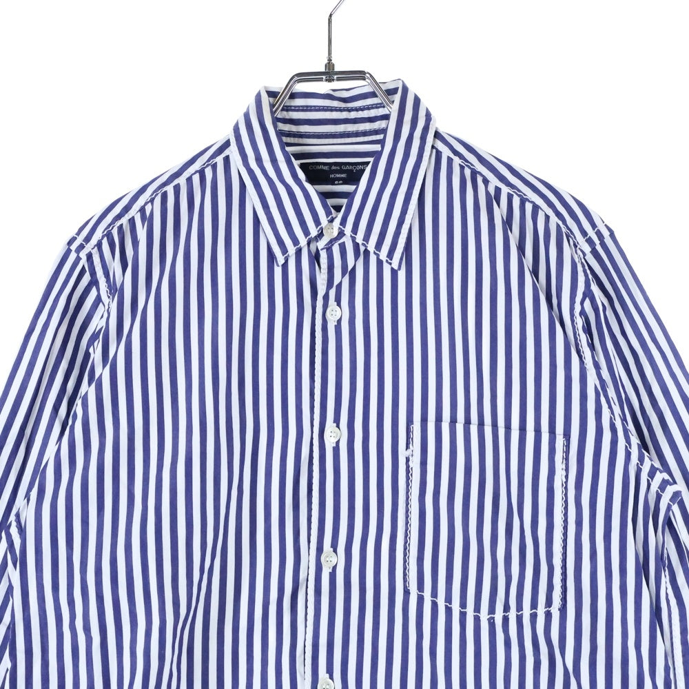 COMME des GARCONS HOMME PLUS(コムデギャルソンオムプリュス) 07SS 6B 胸ポケット エンブロイダリーデザイン 長袖シャツ ホワイト/ブルー HS-B043