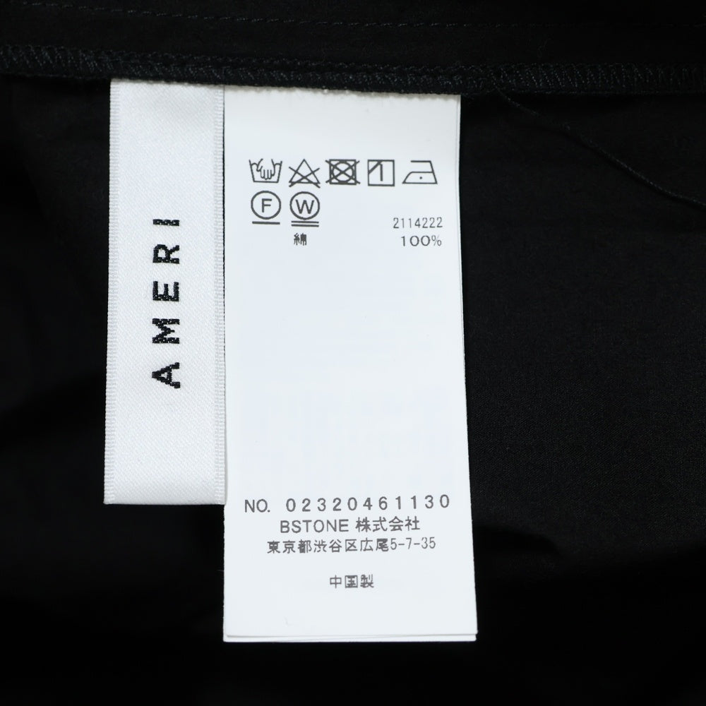 AMERI(アメリ) LONG COLLAR CALENDERING SHIRT ロングカラー カレンダリング 長袖シャツ ブラック レディース 02320461130