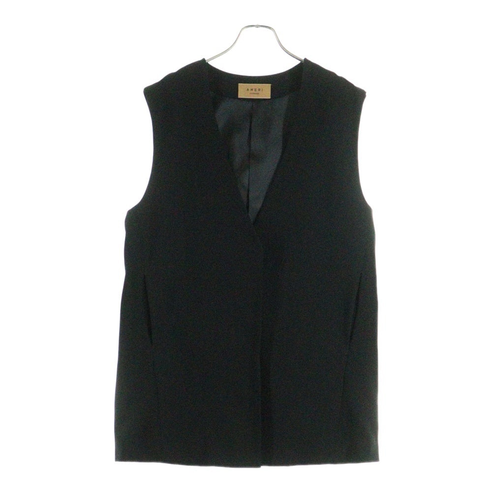 AMERI(アメリ) ボタニカルプリント ポリエステル ベストレイヤード ロングワンピース グリーン/ブラック レディース 02120550581