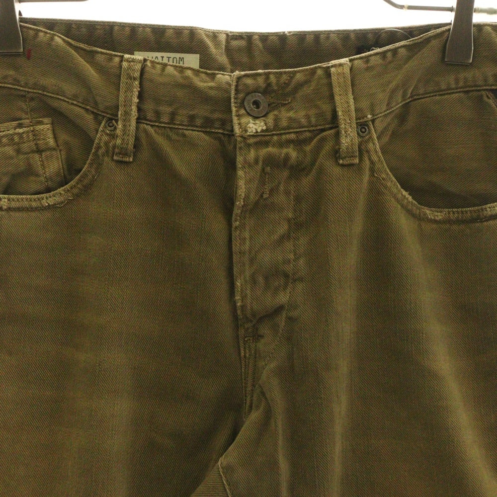 REPLAY(リプレイ) チュニジア製 コットン ボタンフライ ストレートパンツ ブラウン 983.000.8039882