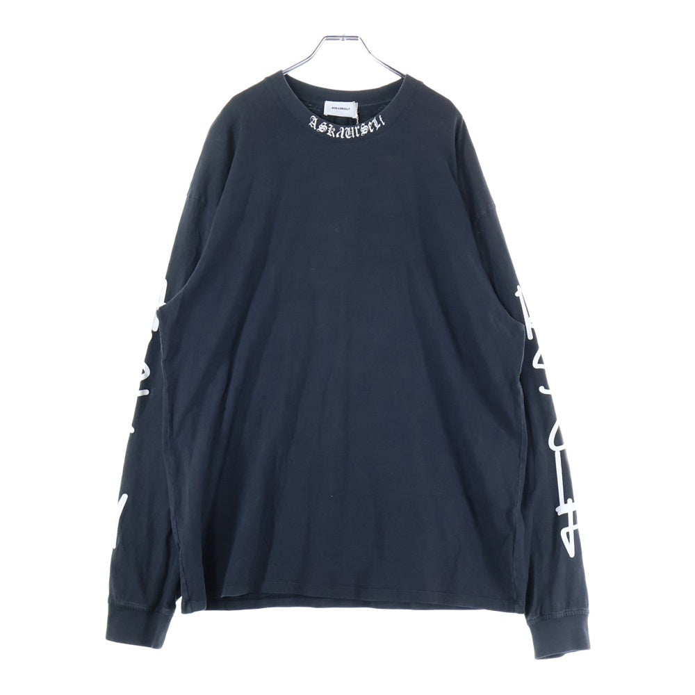 ASKYURSELF(アスクユアセルフ) SCRIBT LS ネックアームプリント オーバーサイズ 長袖Tシャツ カットソー ブラック