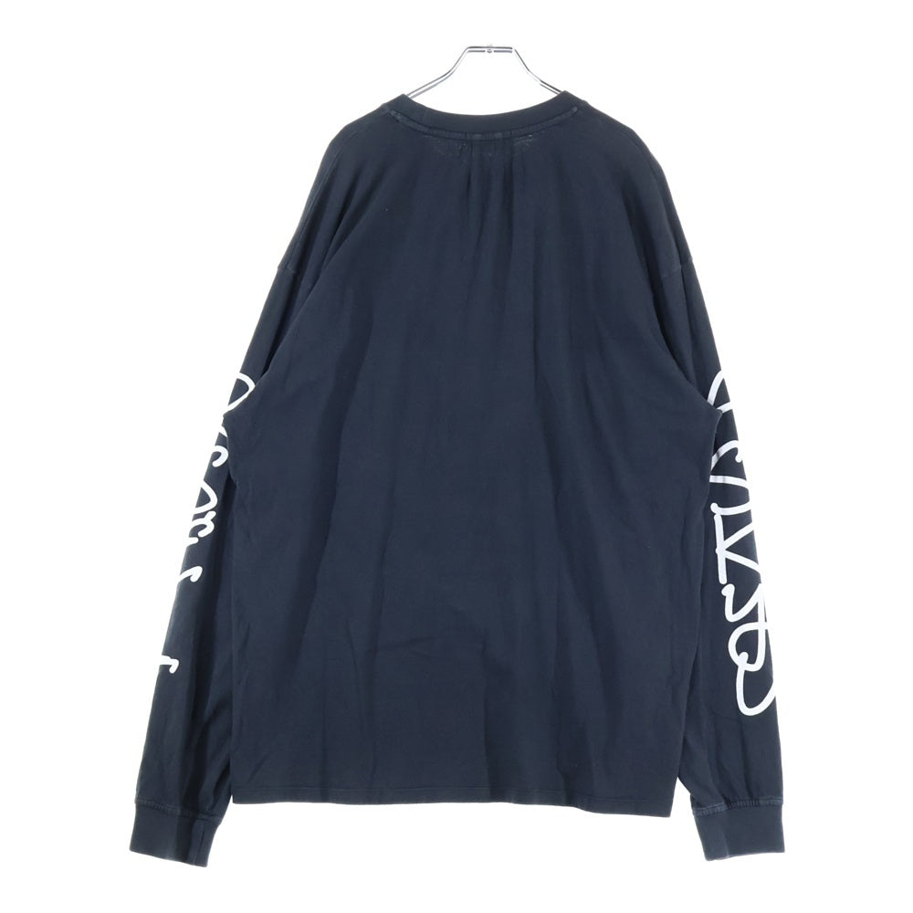ASKYURSELF(アスクユアセルフ) SCRIBT LS ネックアームプリント オーバーサイズ 長袖Tシャツ カットソー ブラック
