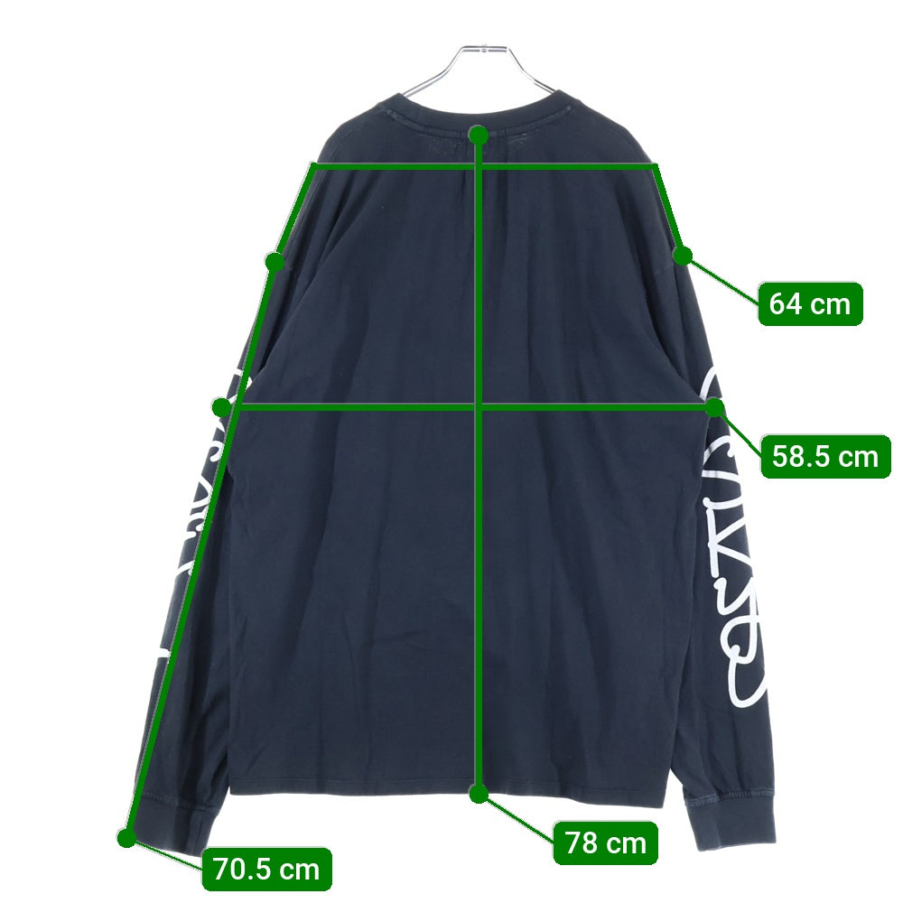 ASKYURSELF(アスクユアセルフ) SCRIBT LS ネックアームプリント オーバーサイズ 長袖Tシャツ カットソー ブラック