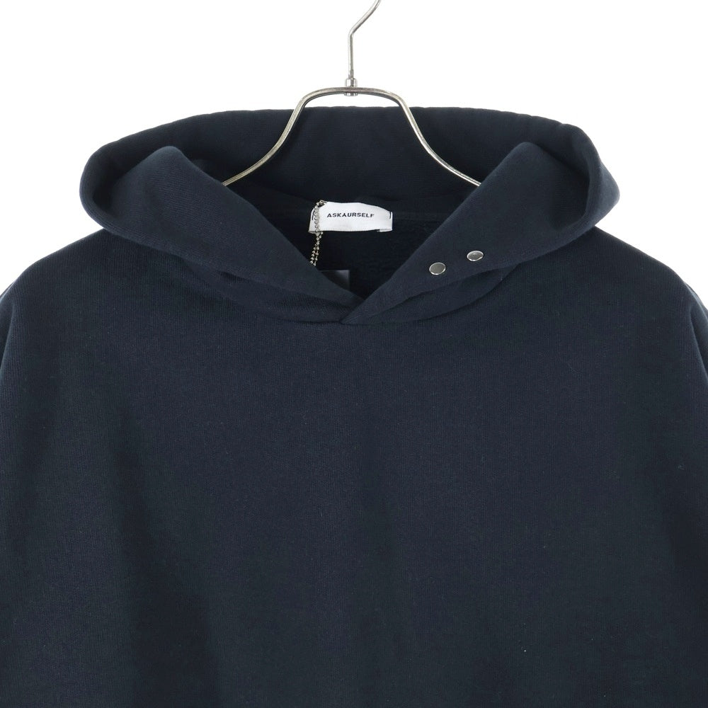 ASKYURSELF(アスクユアセルフ) KIM DUONG GOTH HOODIE アームロゴプリント コットン スウェット オーバーサイズ プルオーバーパーカー ブラック