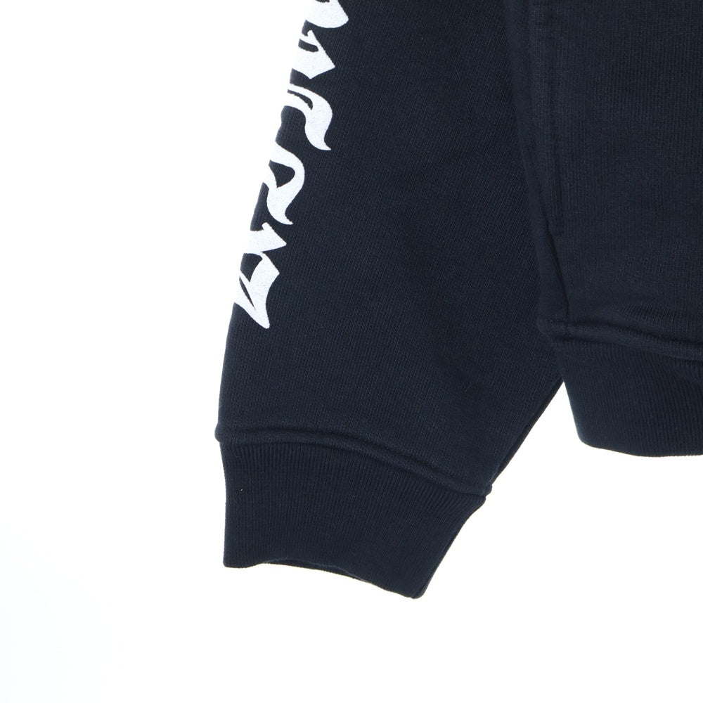 ASKYURSELF(アスクユアセルフ) KIM DUONG GOTH HOODIE アームロゴプリント コットン スウェット オーバーサイズ プルオーバーパーカー ブラック