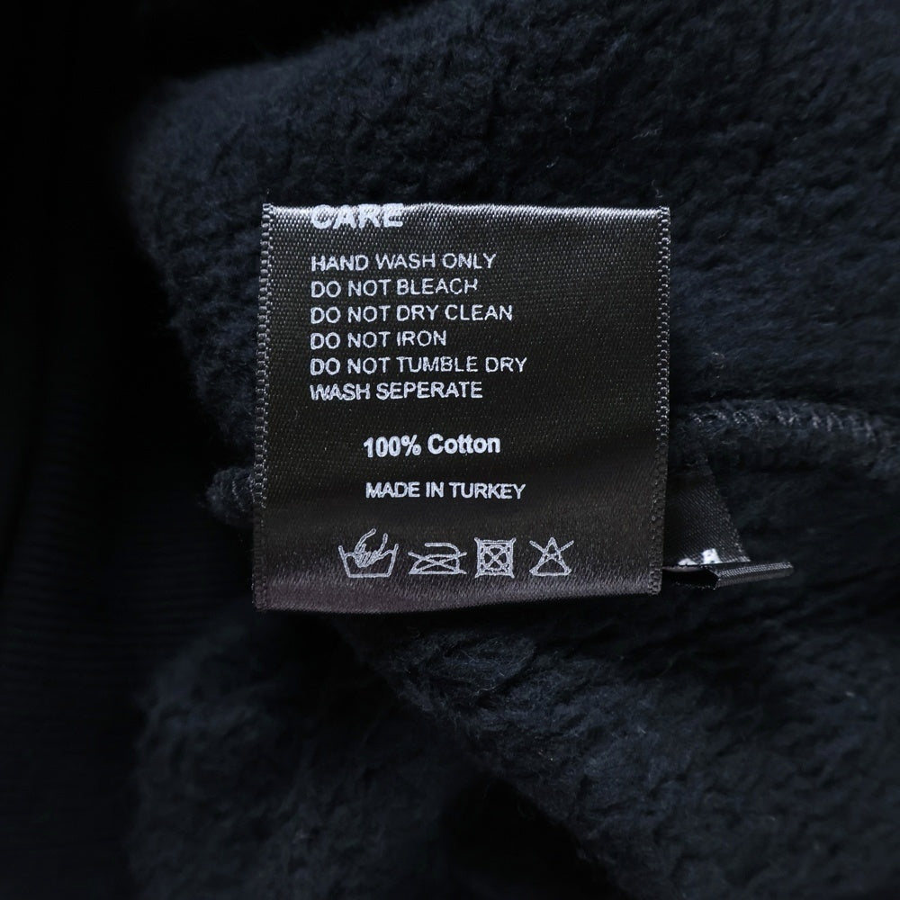 ASKYURSELF(アスクユアセルフ) KIM DUONG GOTH HOODIE アームロゴプリント コットン スウェット オーバーサイズ プルオーバーパーカー ブラック