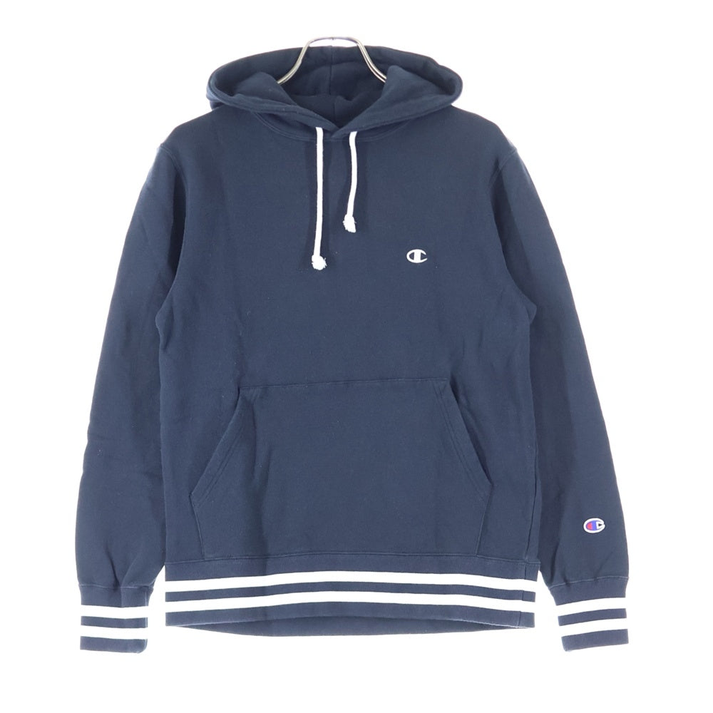 CHAMPION(チャンピオン) PULLOVER HOODIE BASIC ボーダー リブ プルオーバー スウェット フーデッド パーカー ネイビー C3-L121