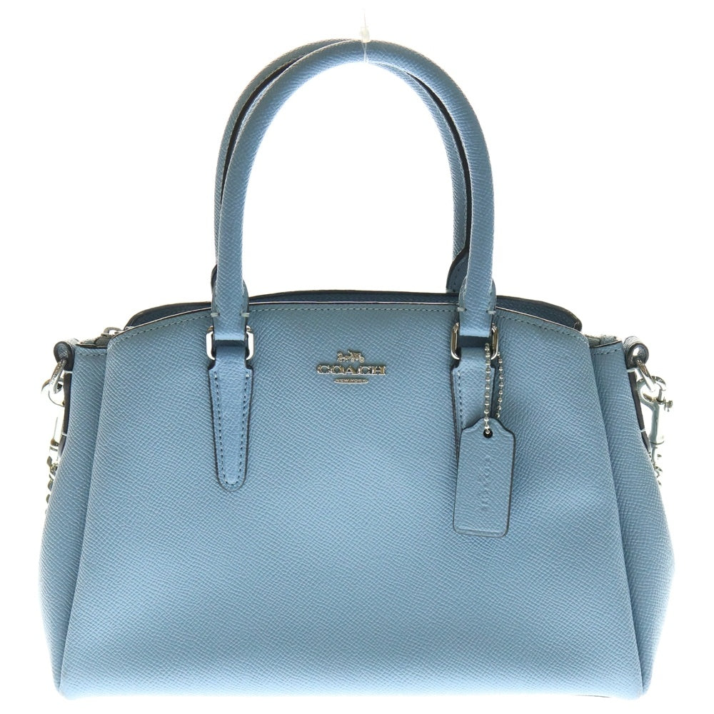 COACH(コーチ) フロントロゴデザイン チャーム付き ハンドバッグ ショルダーバッグ ライトブルー F28977