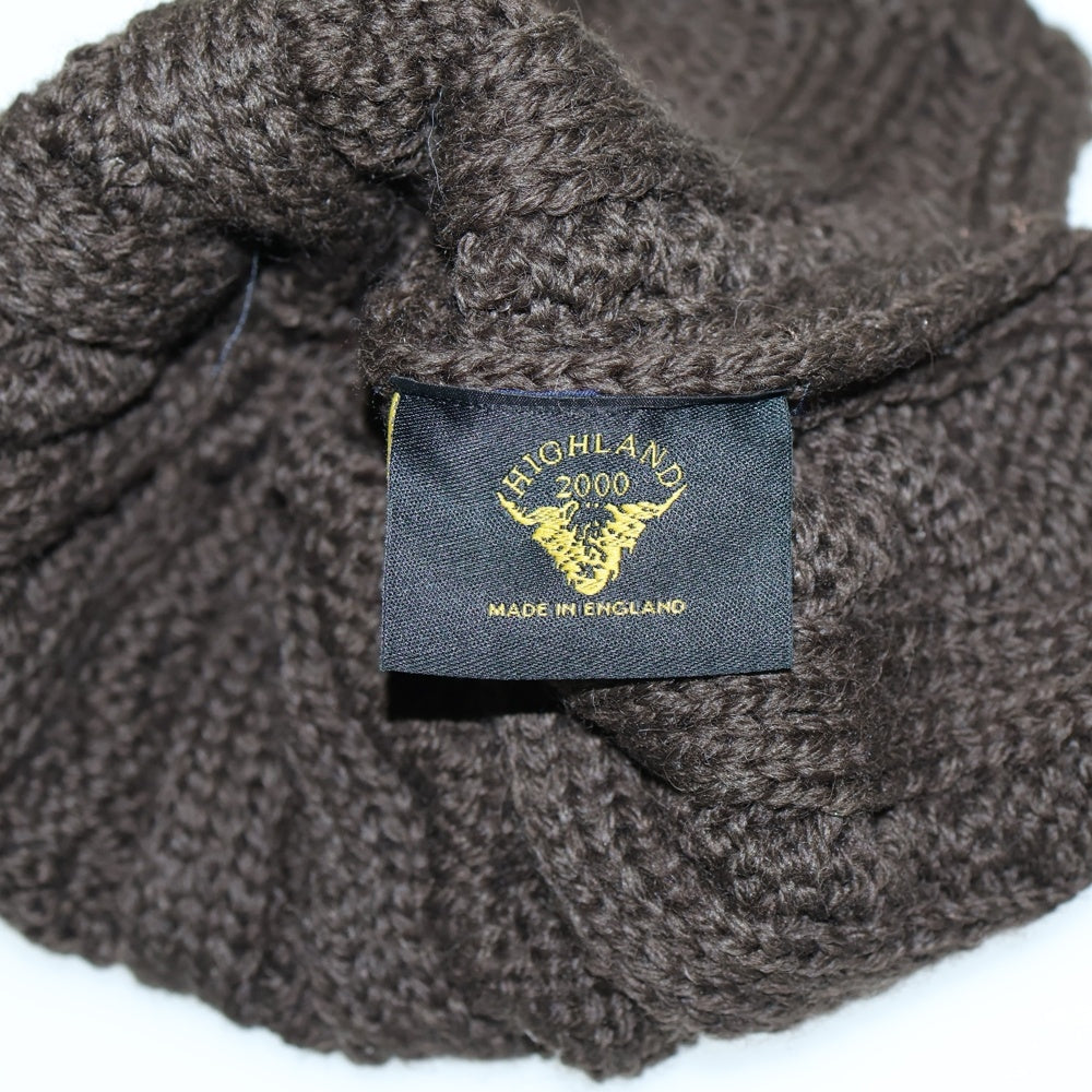 HIGHLAND 2000(ハイランド) BRITISH WOOL ブリティッシュウール ボタン付き ニット帽 ビーニー ブラウン