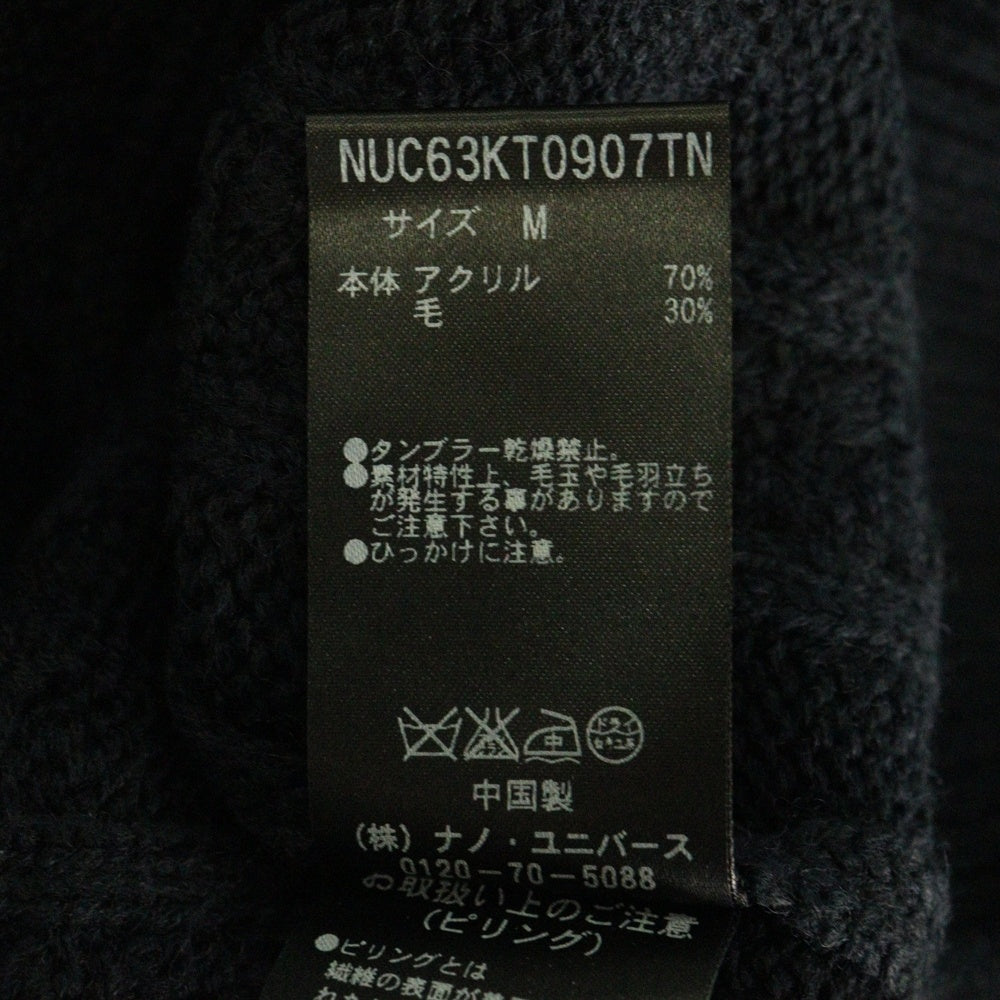 nano universe(ナノユニバース) Vネック ケーブルニット セーター ネイビー