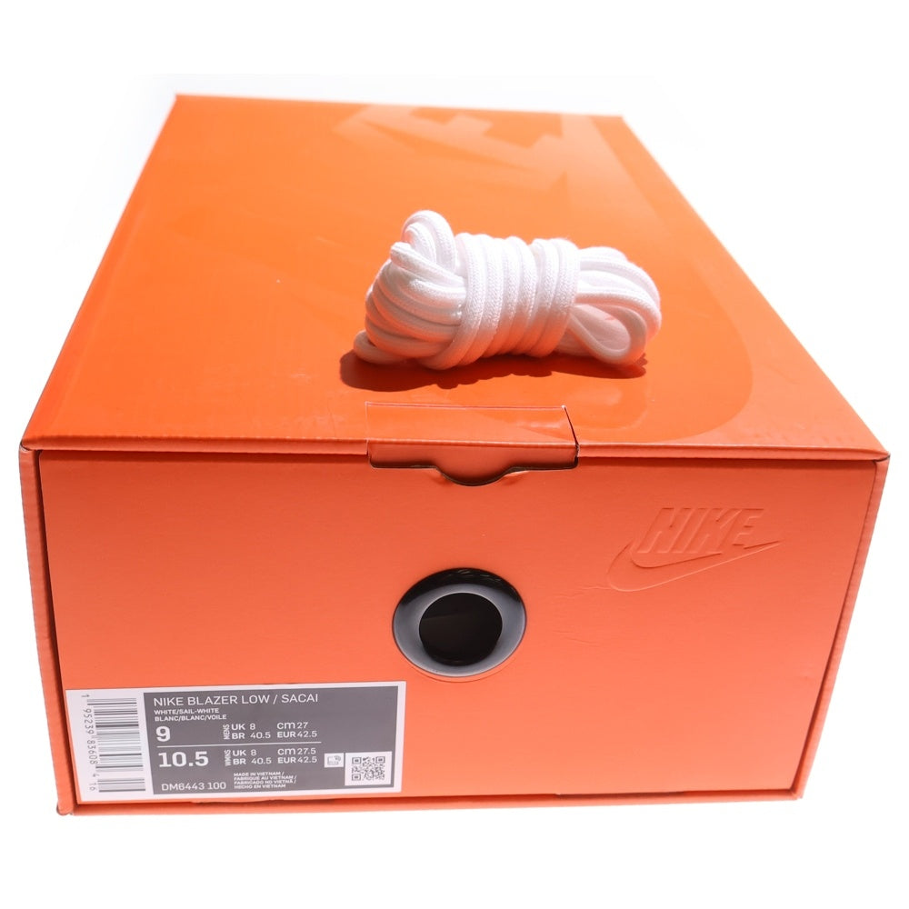 NIKE(ナイキ) ×sacai BLAZER LOW WHITE PATENT LEATHER サカイ ブレーザー ホワイト パテントレザー ローカットスニーカー ホワイト US9/27cm DM6443-100