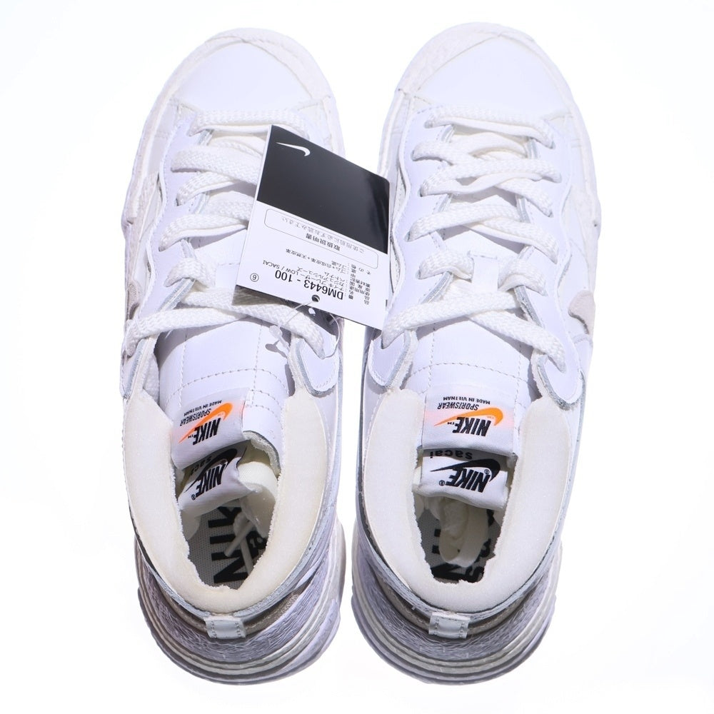 NIKE(ナイキ) ×sacai BLAZER LOW WHITE PATENT LEATHER サカイ ブレーザー ホワイト パテントレザー ローカットスニーカー ホワイト US9/27cm DM6443-100