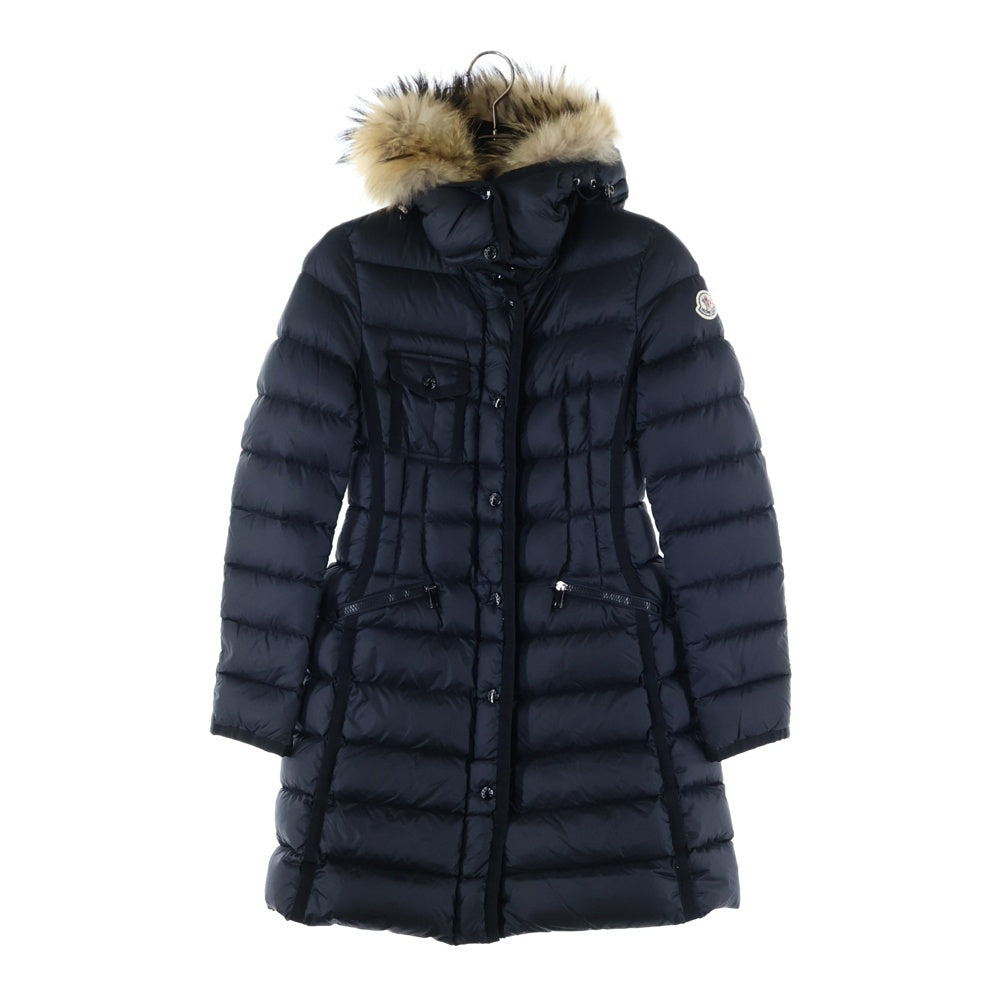 MONCLER(モンクレール) 18AW HERMIFUR GIUBBOTTO エルミファー リアルファー付 ジップアップダウンジャケット ダウンコート レディース ブラック D20934990015 53048