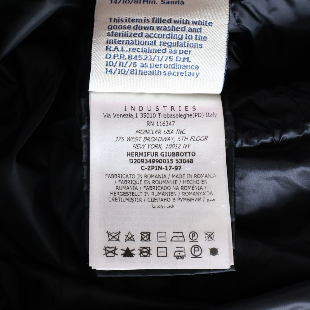 MONCLER(モンクレール) 18AW HERMIFUR GIUBBOTTO エルミファー リアルファー付 ジップアップダウンジャケット ダウンコート レディース ブラック D20934990015 53048