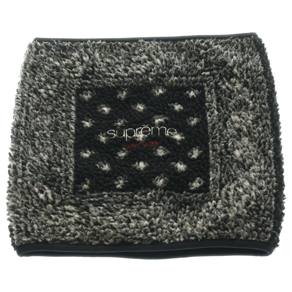 SUPREME(シュプリーム) 19AW Bandana Fleece Neck Gaiter バンダナ柄 ワンポイントデザイン ロゴエンブロイダリー ネックウォーマー ブラック