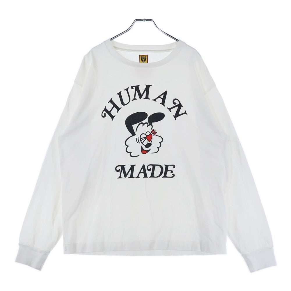 HUMAN MADE(ヒューマンメイド) ×GIRLS DON'T CRY VALENTINES DAY L/S T-SHIRT ガールズドントクライ バレンタイン フロントロゴデザイン クルーネック カットソー 長袖Tシャツ ホワイト