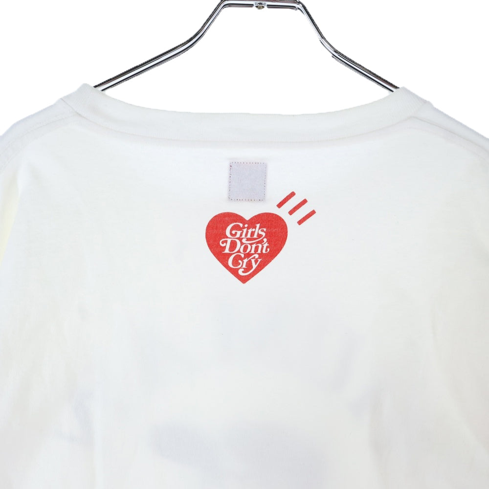 HUMAN MADE(ヒューマンメイド) ×GIRLS DON'T CRY VALENTINES DAY L/S T-SHIRT ガールズドントクライ バレンタイン フロントロゴデザイン クルーネック カットソー 長袖Tシャツ ホワイト