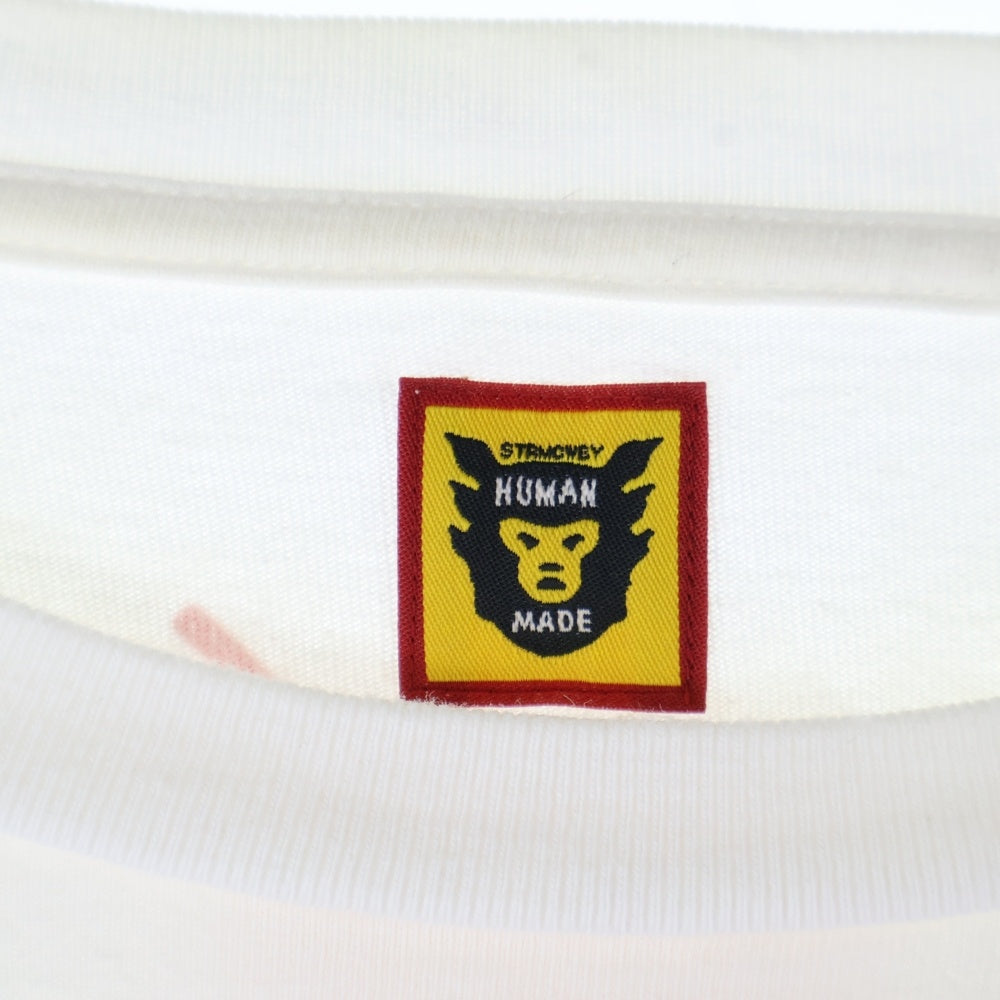 HUMAN MADE(ヒューマンメイド) ×GIRLS DON'T CRY VALENTINES DAY L/S T-SHIRT ガールズドントクライ バレンタイン フロントロゴデザイン クルーネック カットソー 長袖Tシャツ ホワイト