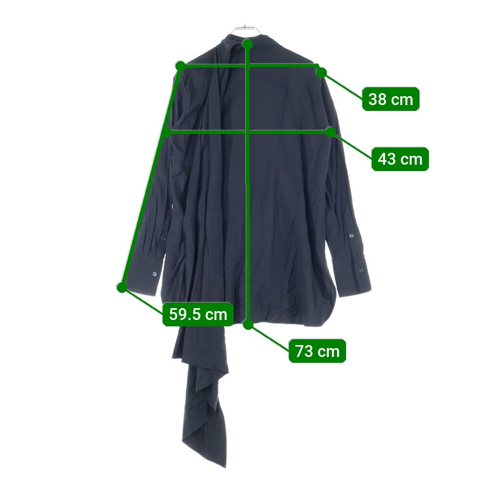 Y's(ワイズ) 05SS リボンタイ 長袖 ブラウス シャツ ブラック YY-B46-230