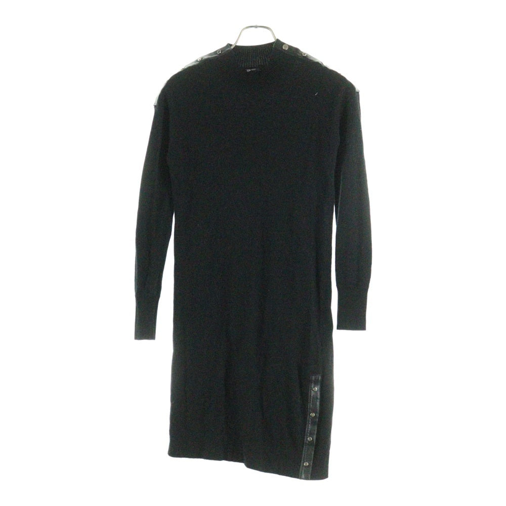 DIESEL(ディーゼル) レザー切替 ニット ワンピース ブラック レディース