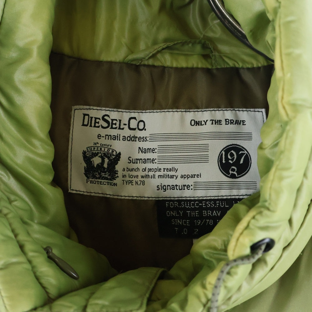 DIESEL(ディーゼル) 00S SHORT DOWN JAKET テフロン加工 ジップアップ ナイロン ジャケット グリーン
