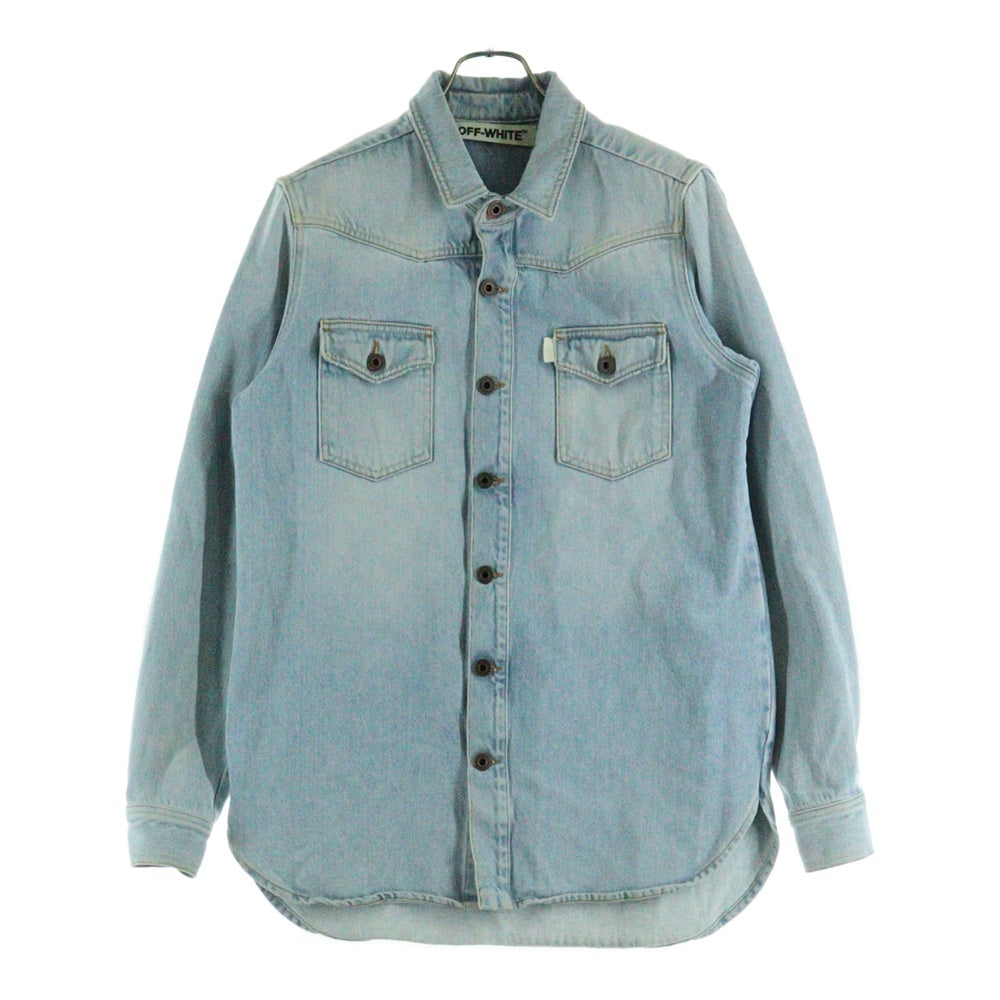 OFF-WHITE(オフホワイト) 14AW BRUSHED DENIM SHIRT バックアロープリント ブラッシュド デニム 長袖シャツ インディゴ OMGA014F6167057