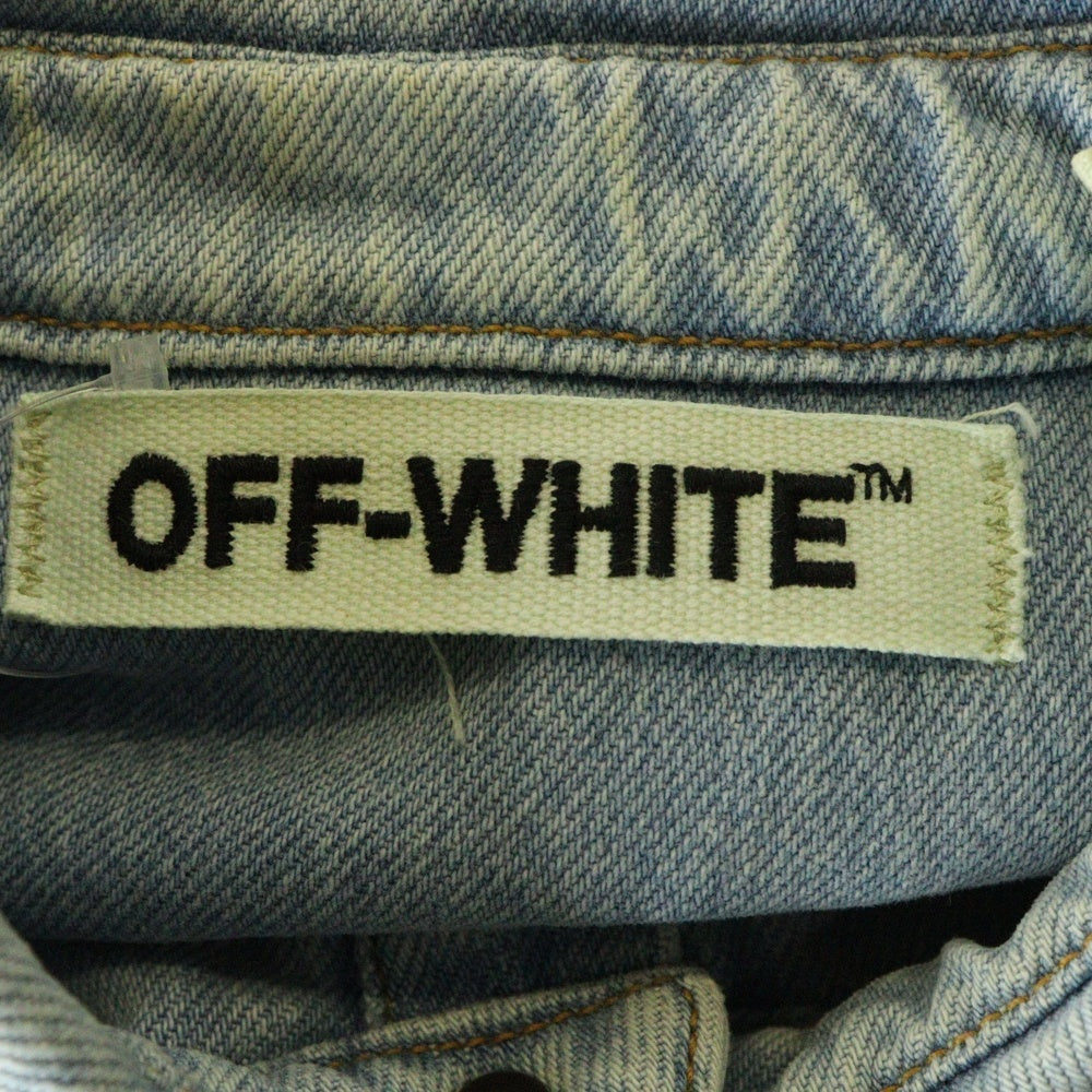 OFF-WHITE(オフホワイト) 14AW BRUSHED DENIM SHIRT バックアロープリント ブラッシュド デニム 長袖シャツ インディゴ OMGA014F6167057
