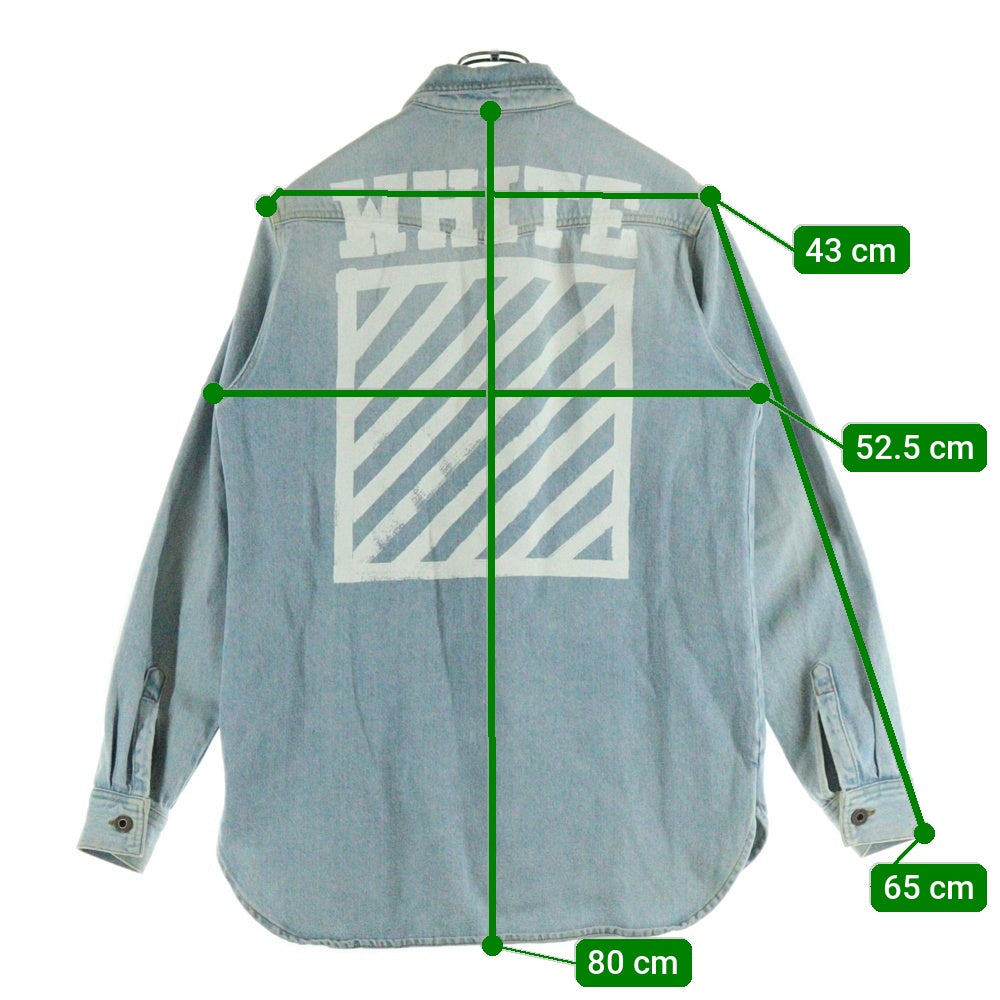 OFF-WHITE(オフホワイト) 14AW BRUSHED DENIM SHIRT バックアロープリント ブラッシュド デニム 長袖シャツ インディゴ OMGA014F6167057