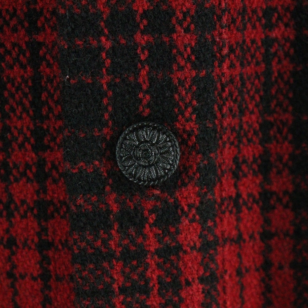 OFF-WHITE(オフホワイト) バック スプレープリント ウール混 長袖チェックシャツ ジャケット レッド/ホワイト