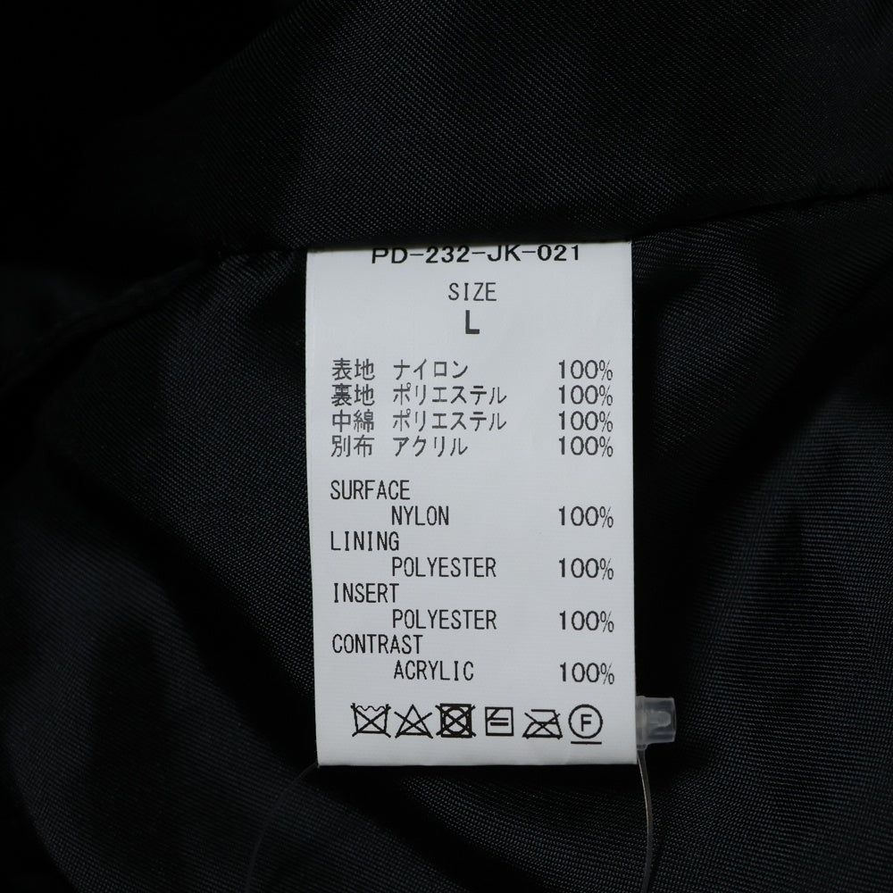 PHINGERIN(フィンガリン) 23AW FOLD BLOUSON HI-TWIL フォールドクシィジャケット ジップアップナイロンブルゾン ブラック PD-232-JK-021