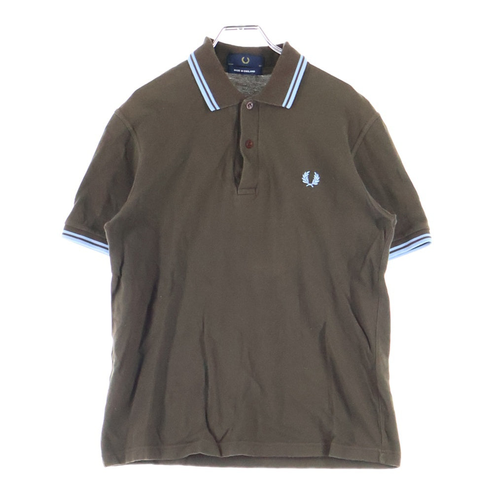 FRED PERRY(フレッドペリー) UK製 ロゴ刺繍 コットン 半袖ポロシャツ ブラウン
