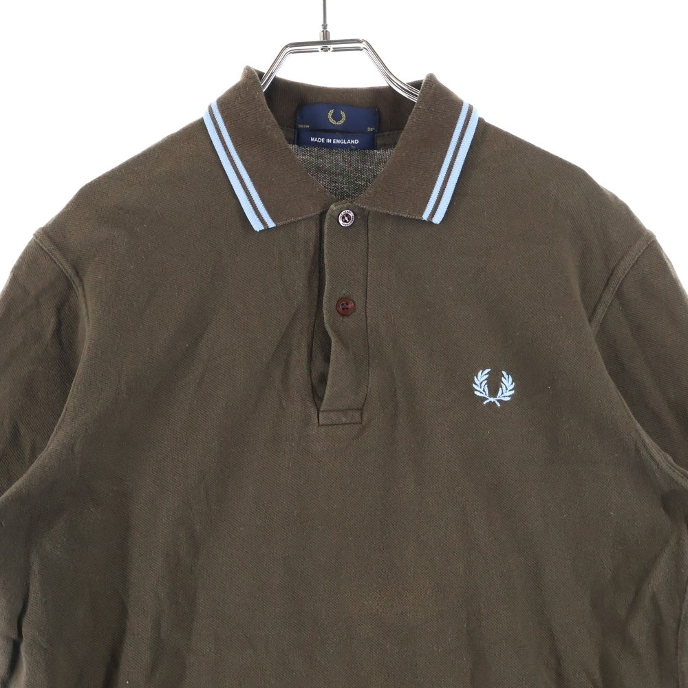 FRED PERRY(フレッドペリー) UK製 ロゴ刺繍 コットン 半袖ポロシャツ ブラウン