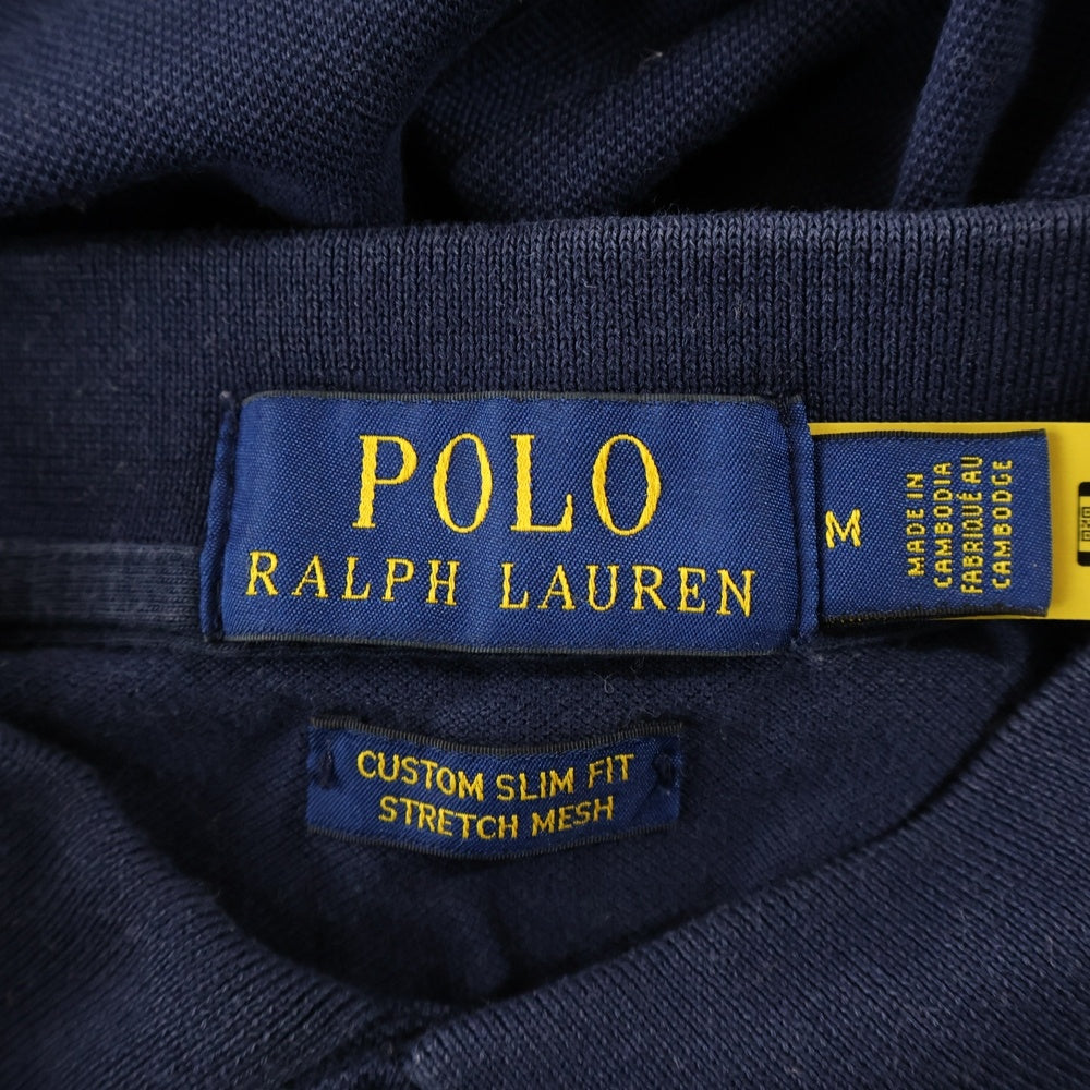 POLO RALPH LAUREN(ポロラルフローレン) CUSTOM SLIM FIT スモールポニー刺繍 コットン 半袖ポロシャツ ネイビー