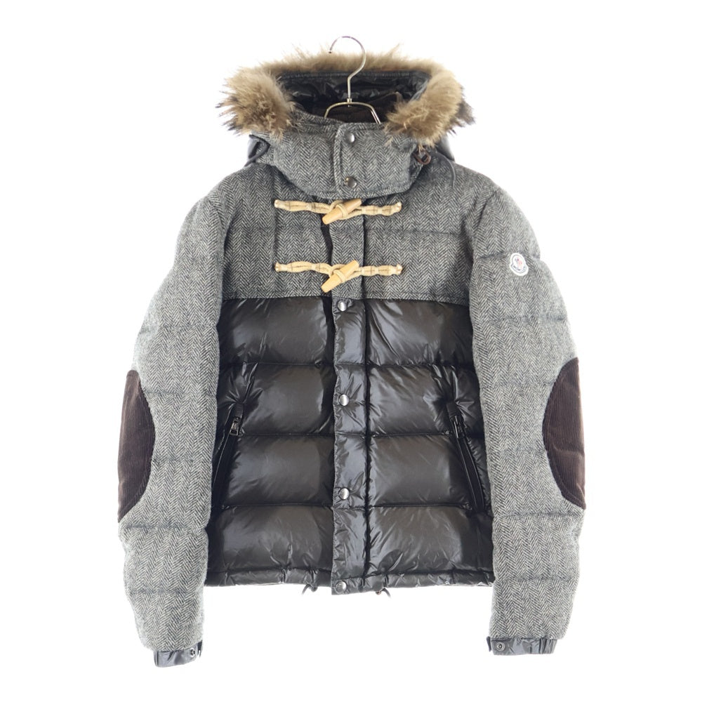 MONCLER(モンクレール) ANTHIME GIUBBOTTO 切替デザイン コーデュロイエルボーパッチ アンティーム フーデッドダウンジャケット グレー/ブラウン 120914195025 54469