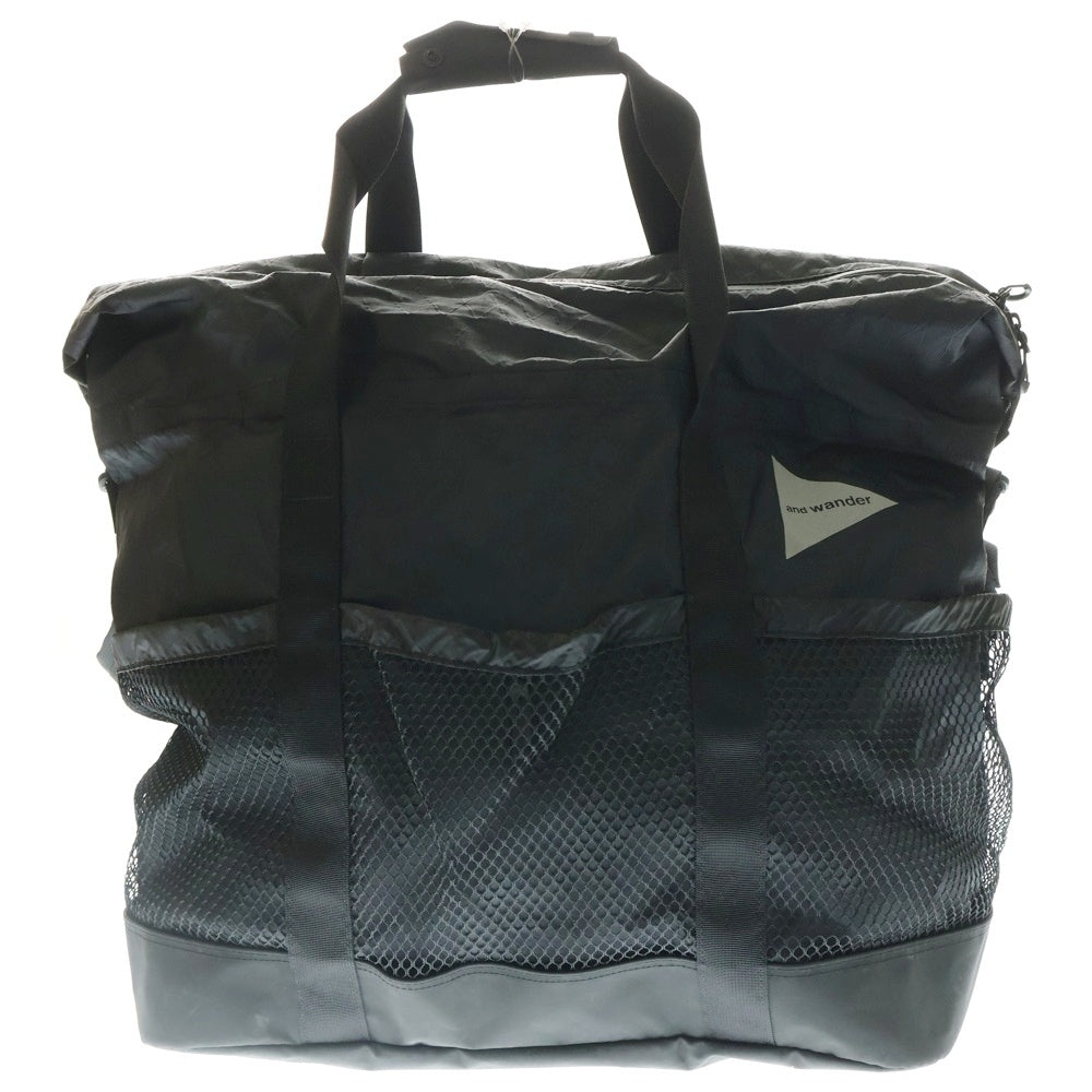 and wander(アンドワンダー) X-PAC 45L TOTE BAG ポリナイロン リフレクターロゴ トートバッグ ブラック 574-3975091
