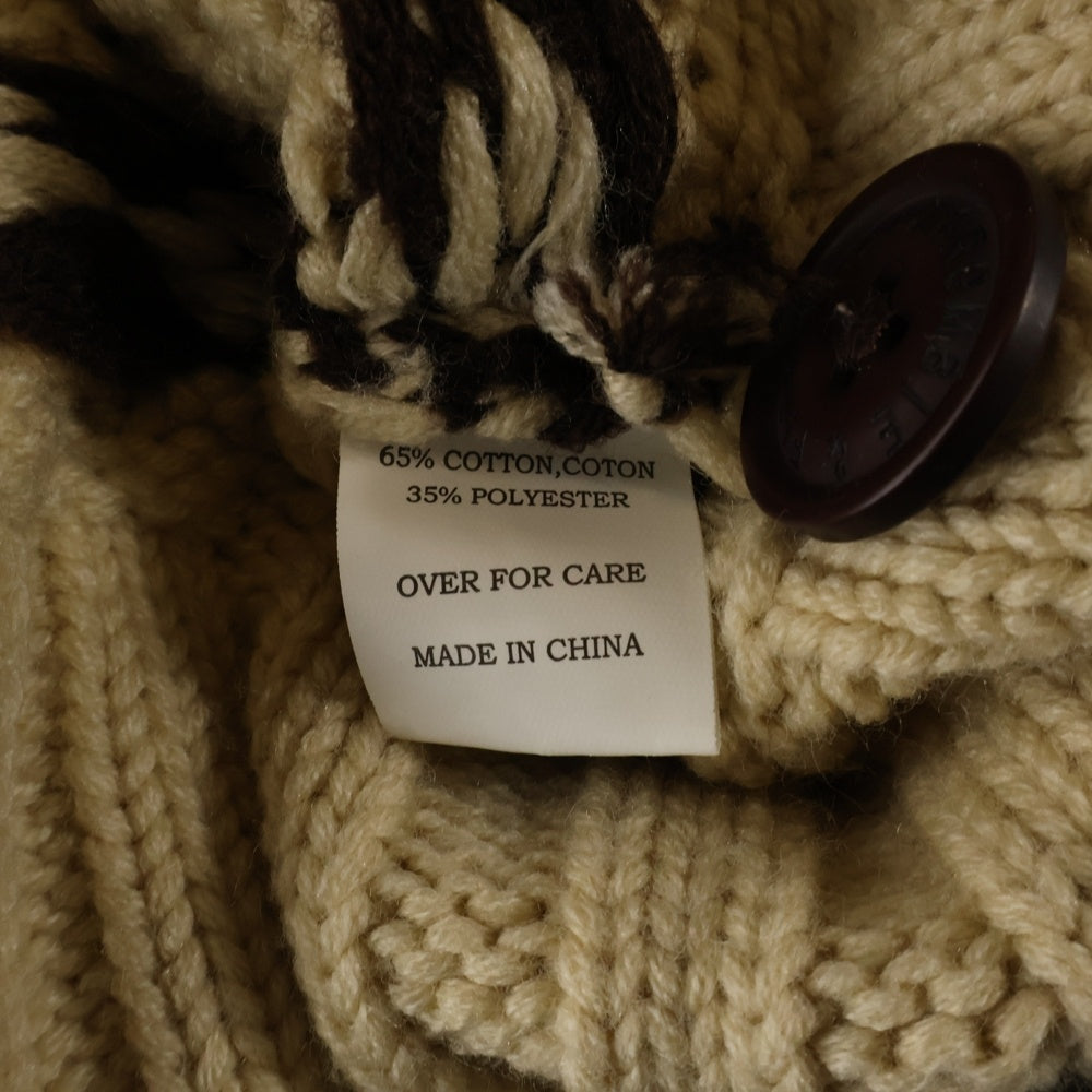 Abercrombie&Fitch(アバクロンビーアンドフィッチ) ノルディック柄 コットンポリニット スタンドカラー カーディガン ベージュ