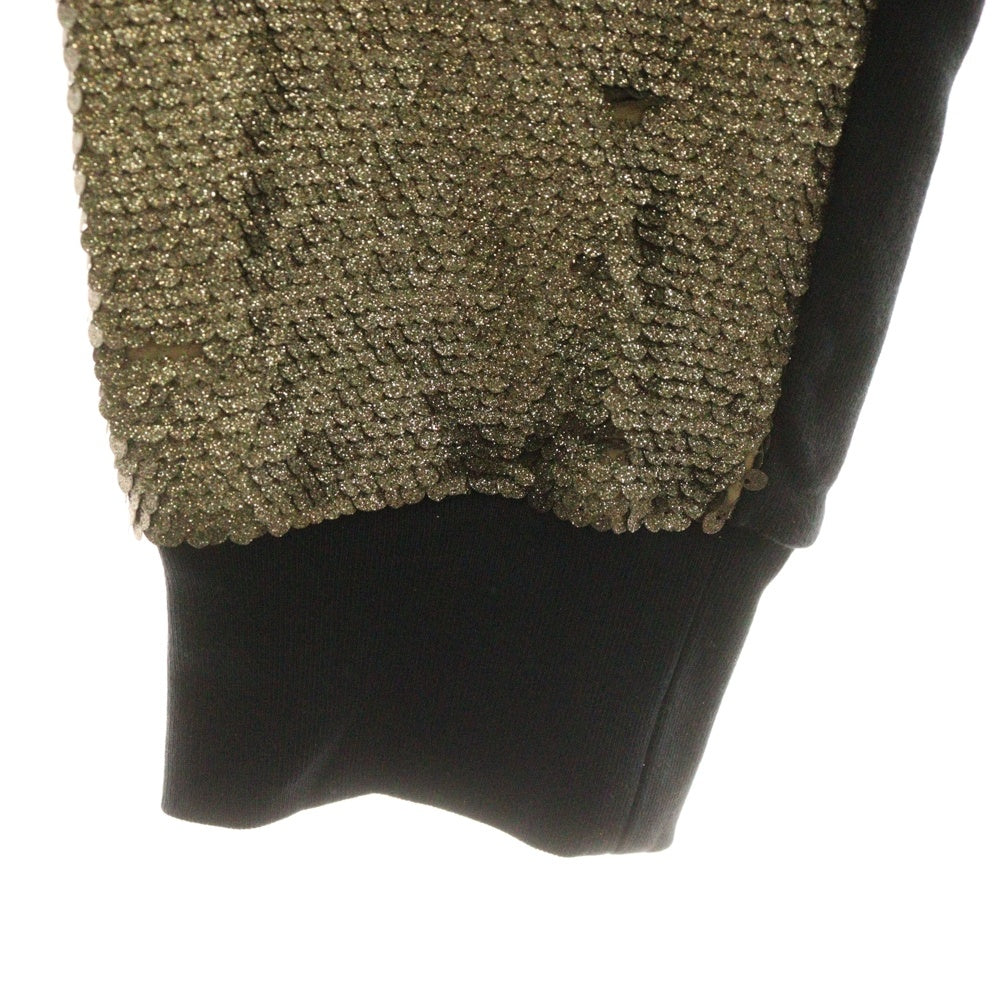 DRIES VAN NOTEN(ドリスヴァンノッテン) スパンコールデザイン ドローストリング リブ スウェットパンツ ブラック/ゴールド