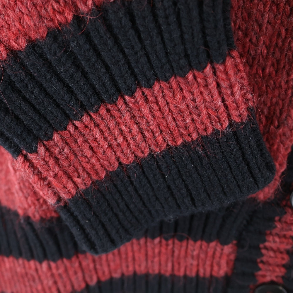 YEEZY SEASON 5(イージーシーズンファイブ) CALASABAS GRAPHIC CARDIGAN 両面アームワッペン刺繍 ウール混 ニットカーディガン レッド/ブラック KW5U2039-C15