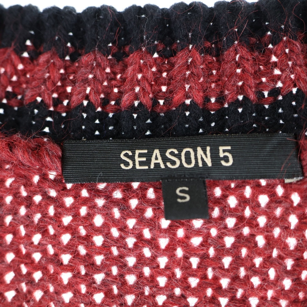 YEEZY SEASON 5(イージーシーズンファイブ) CALASABAS GRAPHIC CARDIGAN 両面アームワッペン刺繍 ウール混 ニットカーディガン レッド/ブラック KW5U2039-C15