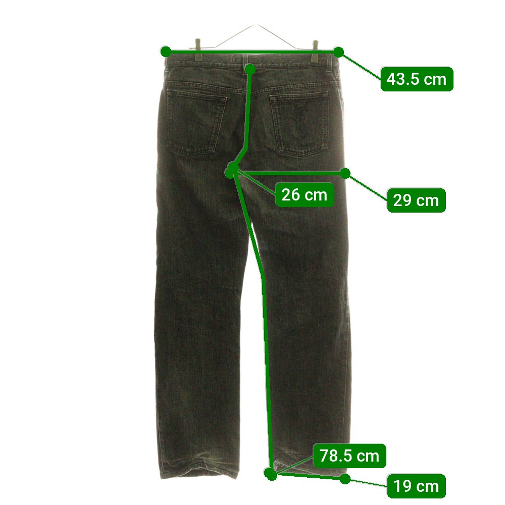 YVES SAINT LAURENT(イヴサンローラン) マルチポケット ロゴデザインモチーフボタン ジップアップ デニムパンツ ブラック YL604