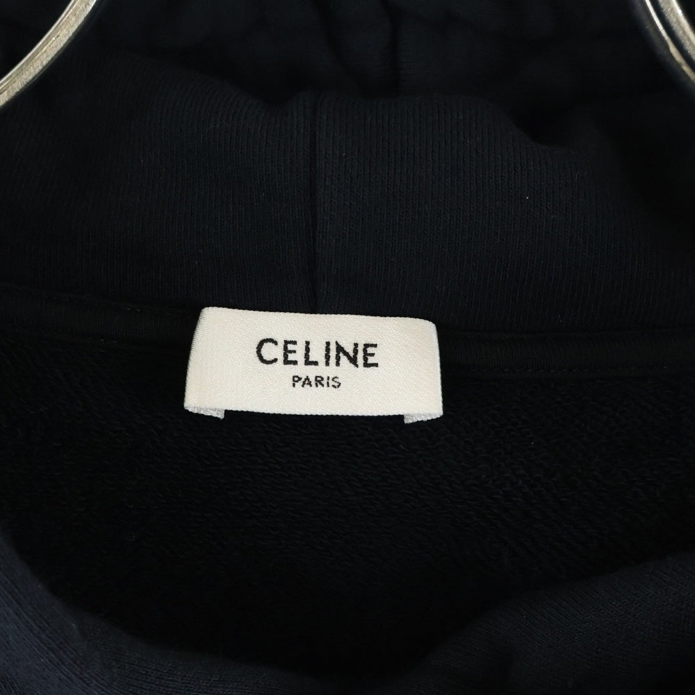 CELINE(セリーヌ) 21AW LOOSE SWEATSHIRT IN COTTON FLEECE ドローコード プルオーバー フーデッド スウェット パーカー ブラック 2Y468670Q