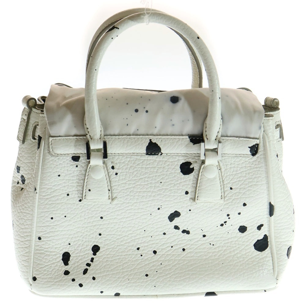 Maison Margiela 11(メゾンマルジェラ11) 5AC ペンキ柄 2WAY レザー ハンド ショルダーバッグ ホワイト S56WD0072 P3169