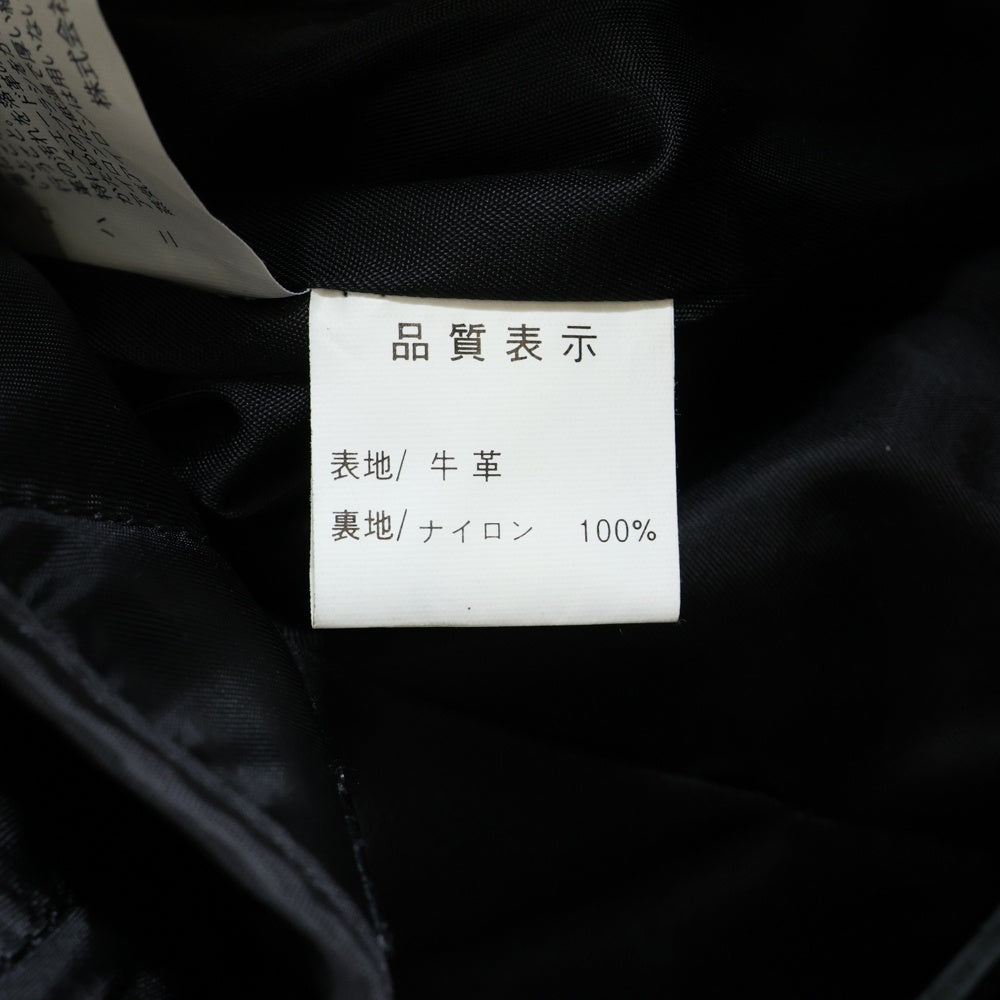 KADOYA(カドヤ) K'S LEATHER カウレザー ファー切り替え ダブルポケット アームジップ ジップアップ レザージャケット ライダース ブラック LDXCWJS-101