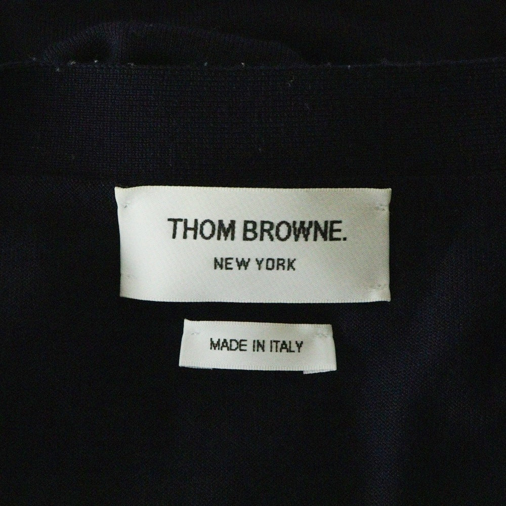THOM BROWNE(トムブラウン) 4BAR クラシック Vネック ファイン メリノウール ニット カーディガン ネイビー MKC002A-Y1014-001