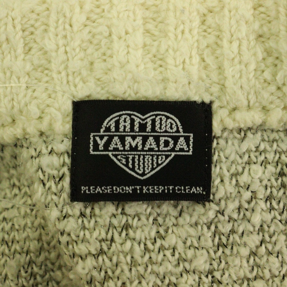 NO BRAND(ノーブランド) TATTOO STUDIO YAMADA タトゥースタジオヤマダ SPIDERWEB BOUCLE COTTON CARDIGAN スパイダーウェブ コットンニット カーディガン ホワイト